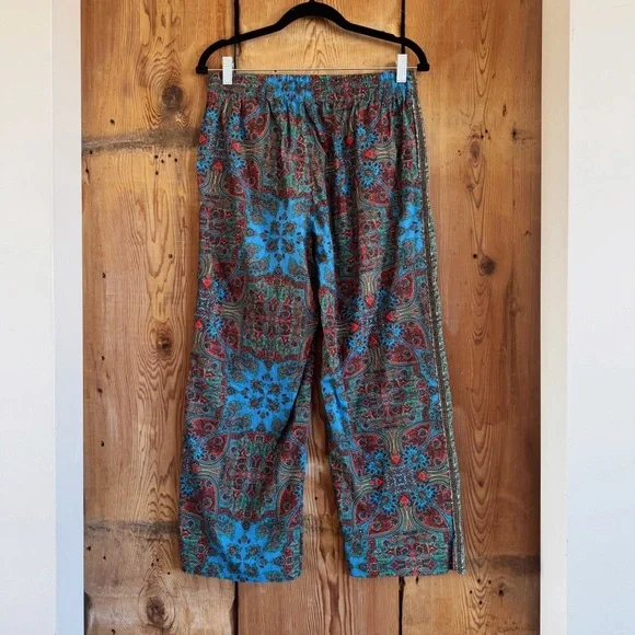 Sz S J. Crew 100% Cotton Boho Multicolor Cropped Paisley Print Pants EUC - Picture 2 of 6